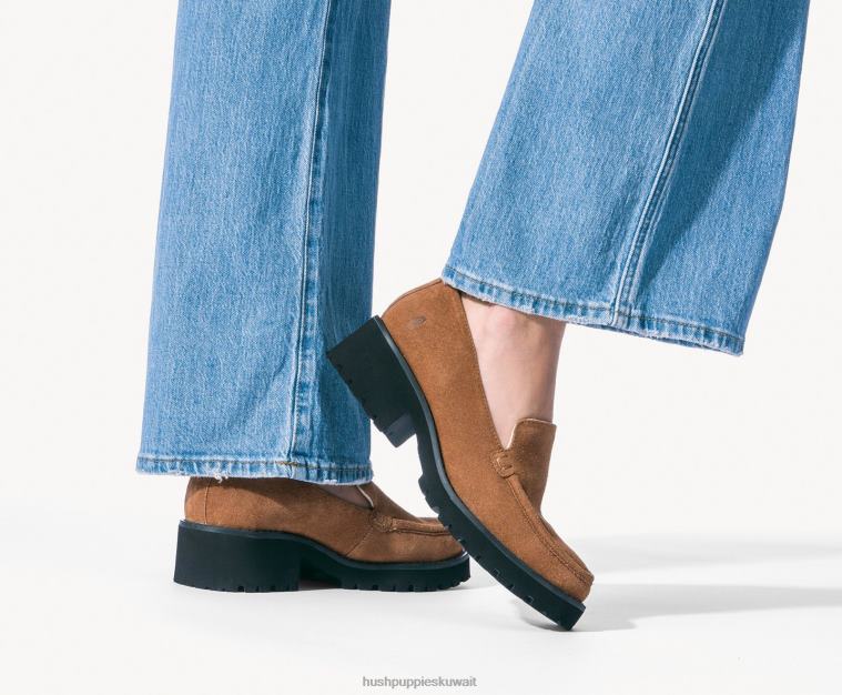كو Hush Puppies نحيف لوسي متعطل سويدي الكستناء الداكن الكسول HZ8X442