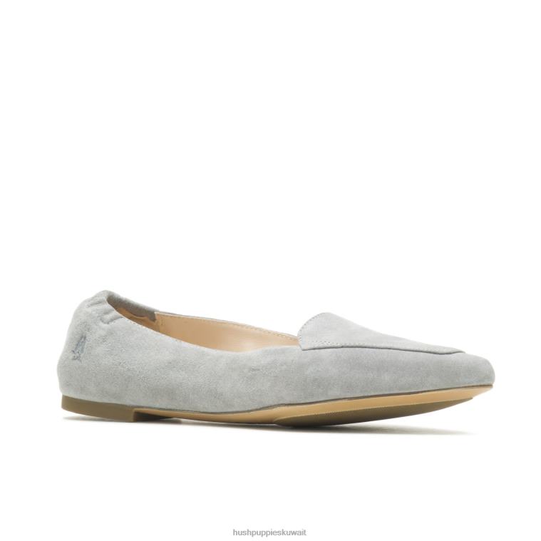 كو Hush Puppies نحيف بندق مسطح فروست الجلد المدبوغ الرمادي أحذية مسطحة HZ8X450
