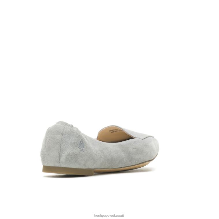 كو Hush Puppies نحيف بندق مسطح فروست الجلد المدبوغ الرمادي أحذية مسطحة HZ8X450