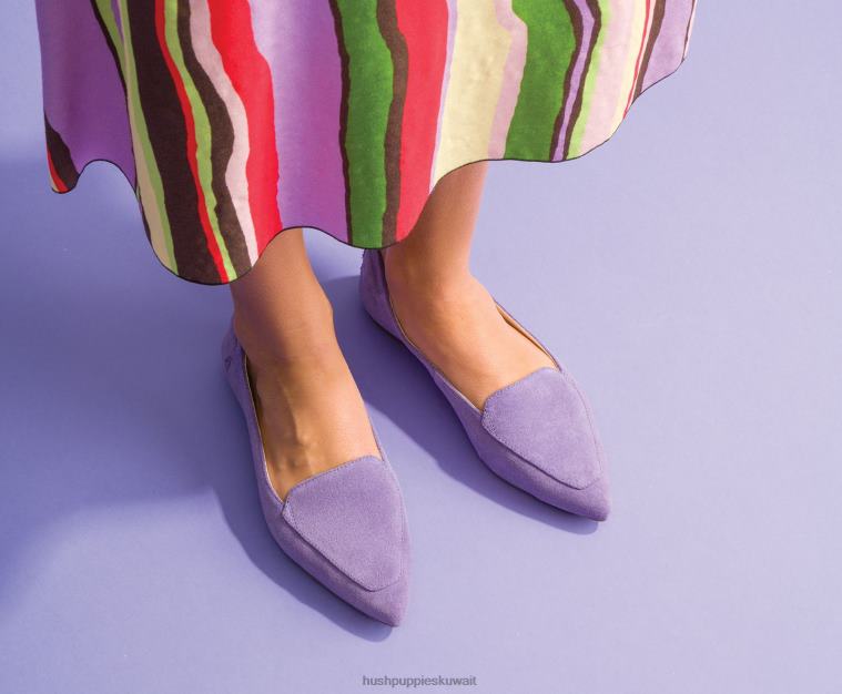 كو Hush Puppies نحيف بندق مسطح حلوى من جلد الغزال الأرجواني أحذية مسطحة HZ8X451