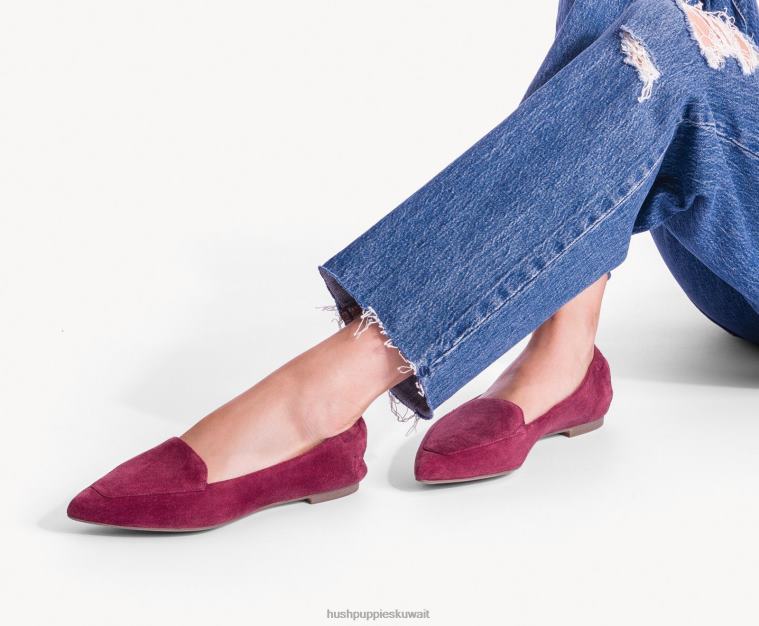 كو Hush Puppies نحيف بندق مسطح راوند أحمر أحذية مسطحة HZ8X453