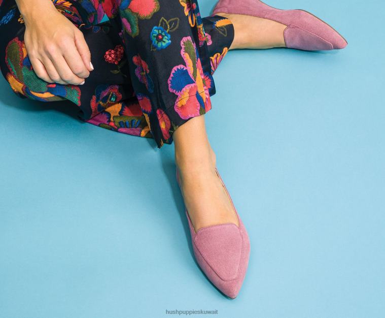 كو Hush Puppies نحيف بندق مسطح بارد الجلد المدبوغ الوردي أحذية مسطحة HZ8X455
