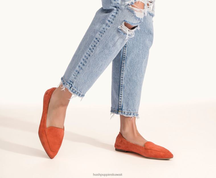 كو Hush Puppies نحيف بندق مسطح الزنجبيل سويدي التوابل أحذية مسطحة HZ8X462