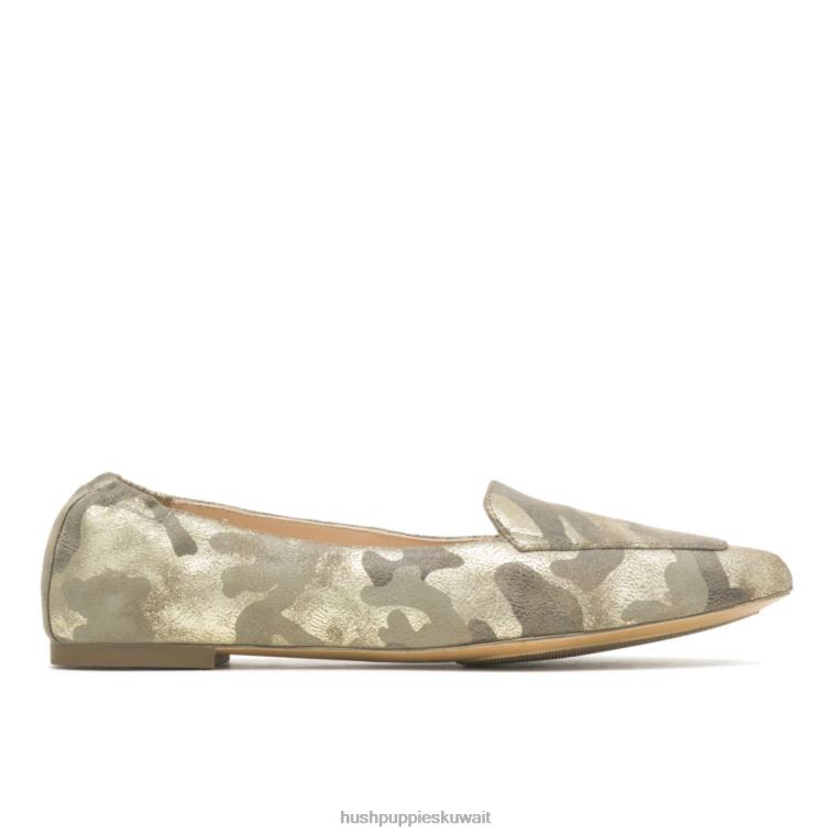 كو Hush Puppies نحيف بندق مسطح جلد الغزال المعدني كامو أحذية مسطحة HZ8X463