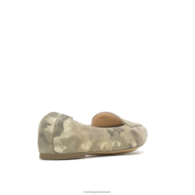 كو Hush Puppies نحيف بندق مسطح جلد الغزال المعدني كامو أحذية مسطحة HZ8X463
