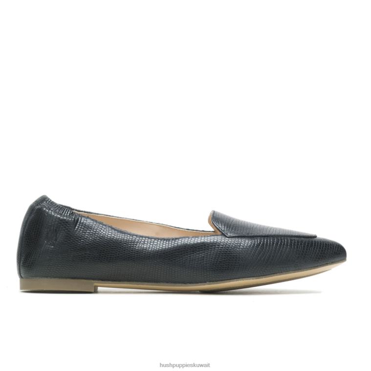 كو Hush Puppies نحيف بندق مسطح الزواحف السوداء أحذية مسطحة HZ8X467