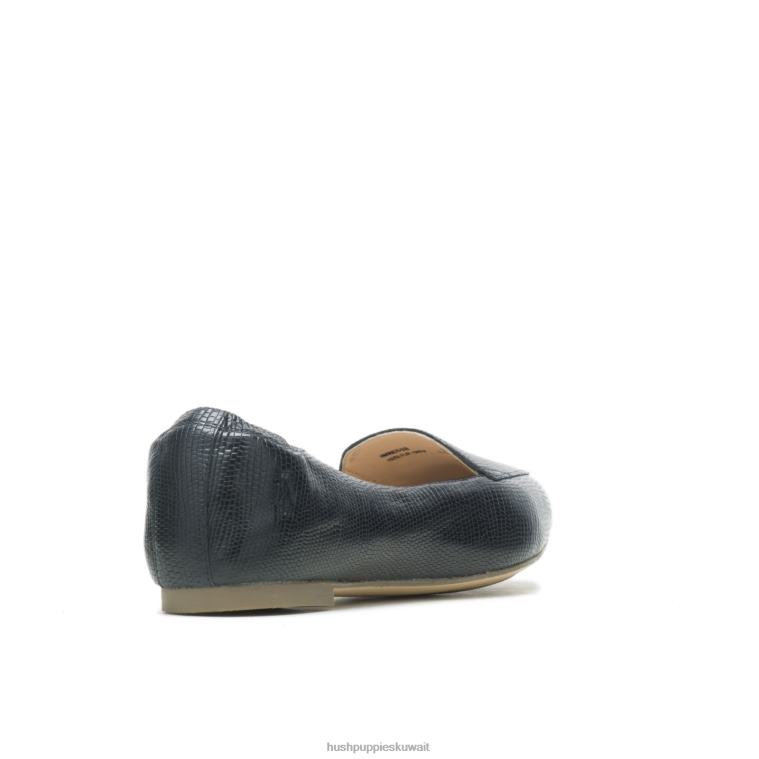 كو Hush Puppies نحيف بندق مسطح الزواحف السوداء أحذية مسطحة HZ8X467
