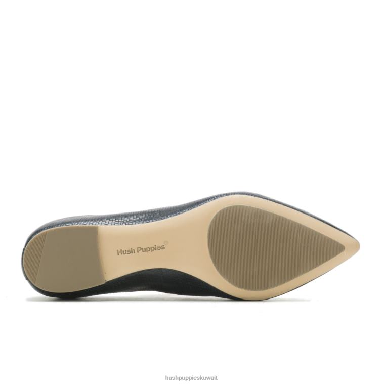 كو Hush Puppies نحيف بندق مسطح الزواحف السوداء أحذية مسطحة HZ8X467