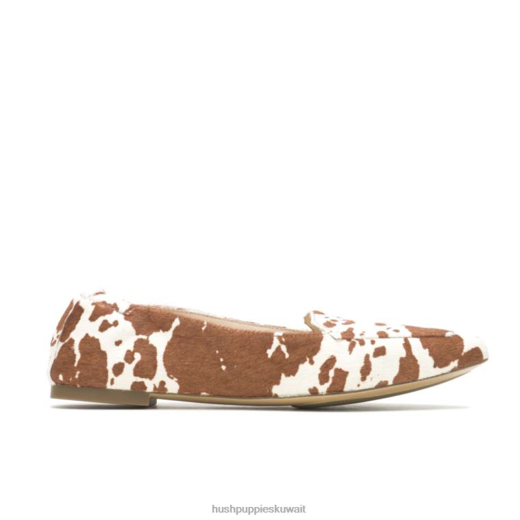كو Hush Puppies نحيف بندق مسطح جلد البقر المطبوع أحذية مسطحة HZ8X470