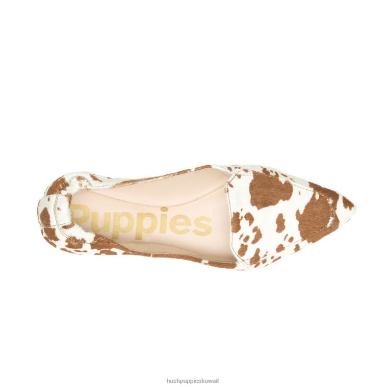 كو Hush Puppies نحيف بندق مسطح جلد البقر المطبوع أحذية مسطحة HZ8X470