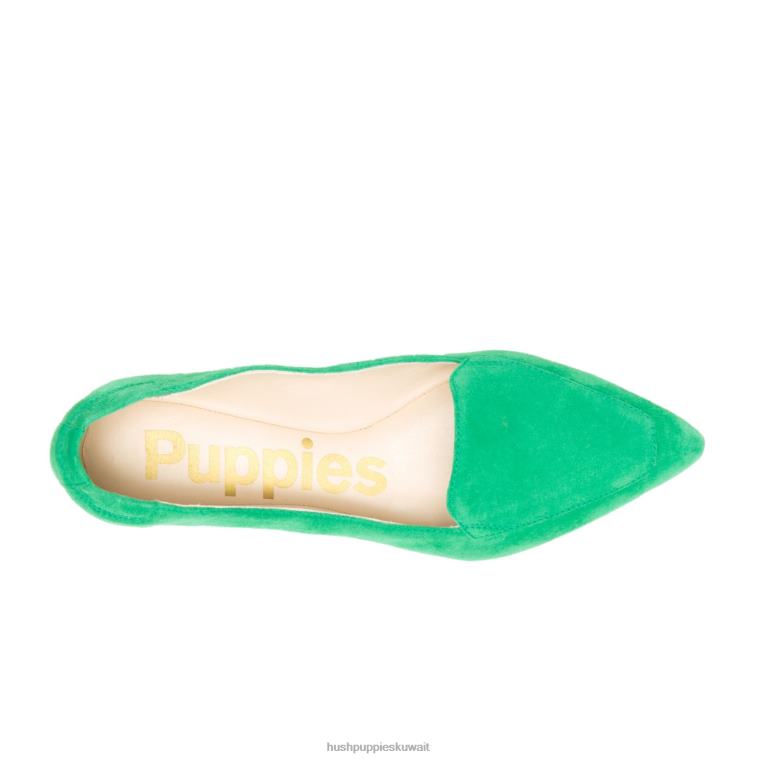 كو Hush Puppies نحيف بندق مسطح اليشم من جلد الغزال الأخضر أحذية مسطحة HZ8X471