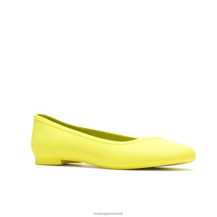 كو Hush Puppies نحيف برايت الملوثات العضوية الثابتة أصفر كهربائي أحذية مسطحة HZ8X488