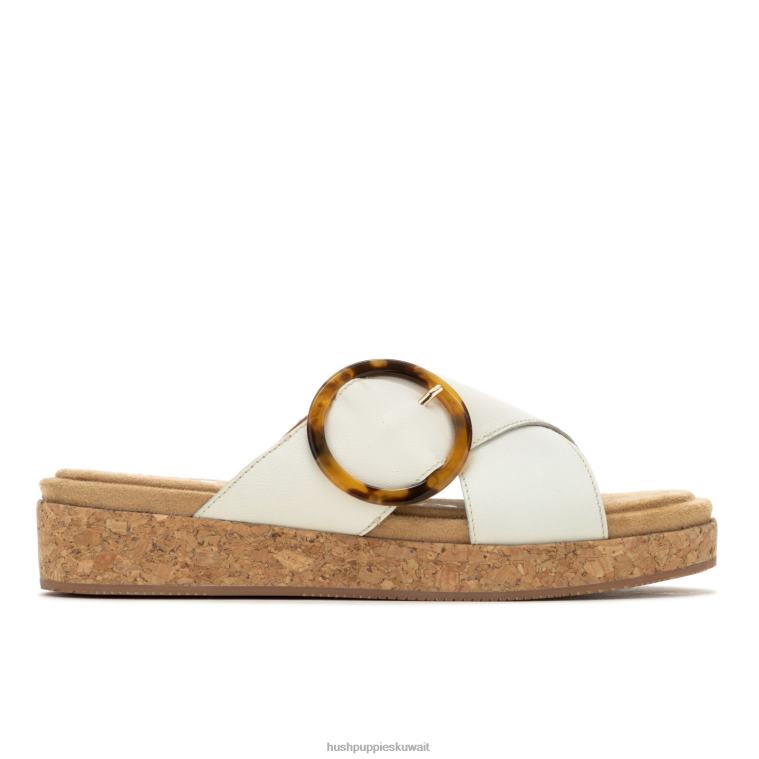 كو Hush Puppies نحيف يونيو صندل بإبزيم منزلق جلد كريم الفانيليا صندل HZ8X49