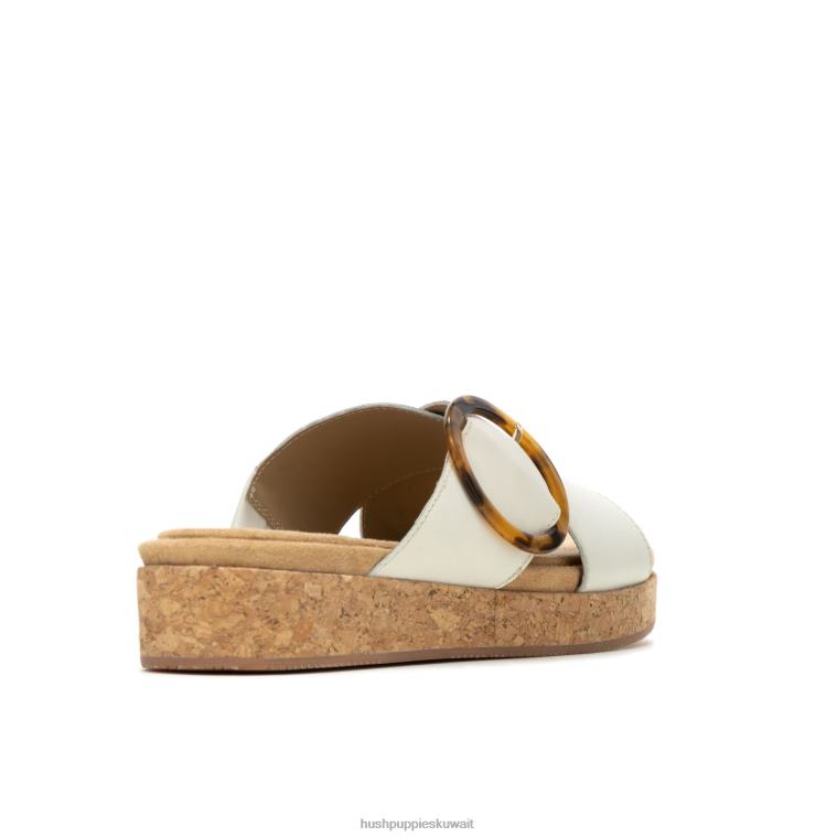 كو Hush Puppies نحيف يونيو صندل بإبزيم منزلق جلد كريم الفانيليا صندل HZ8X49