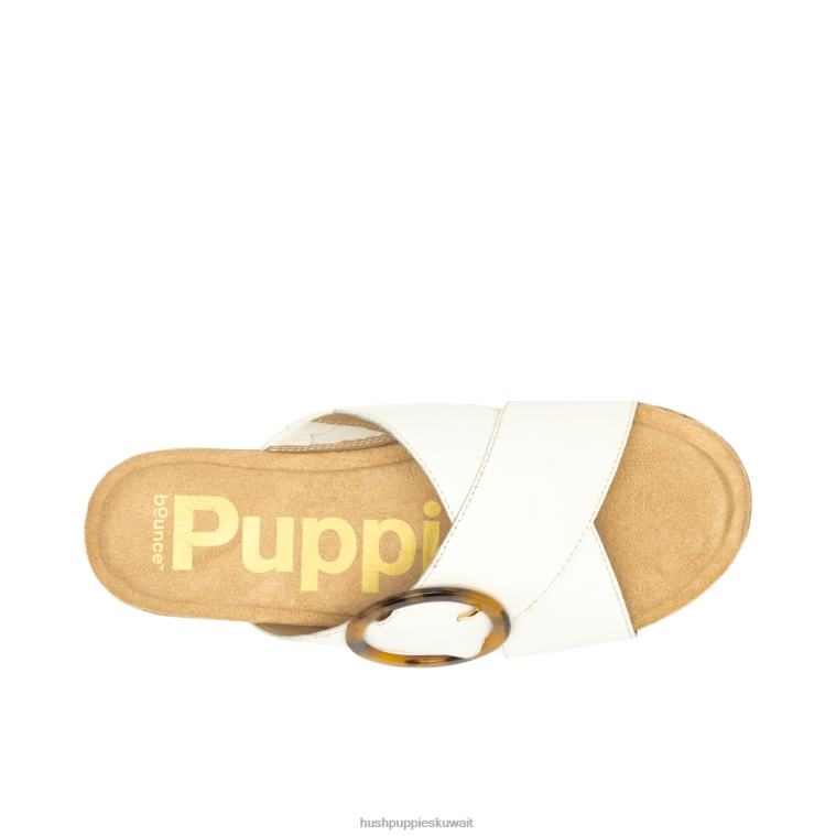 كو Hush Puppies نحيف يونيو صندل بإبزيم منزلق جلد كريم الفانيليا صندل HZ8X49