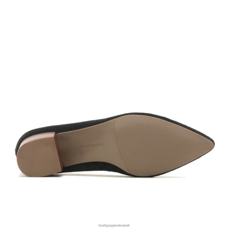كو Hush Puppies نحيف مضخة صوفي nubuck أسود جريء كعوب HZ8X4105