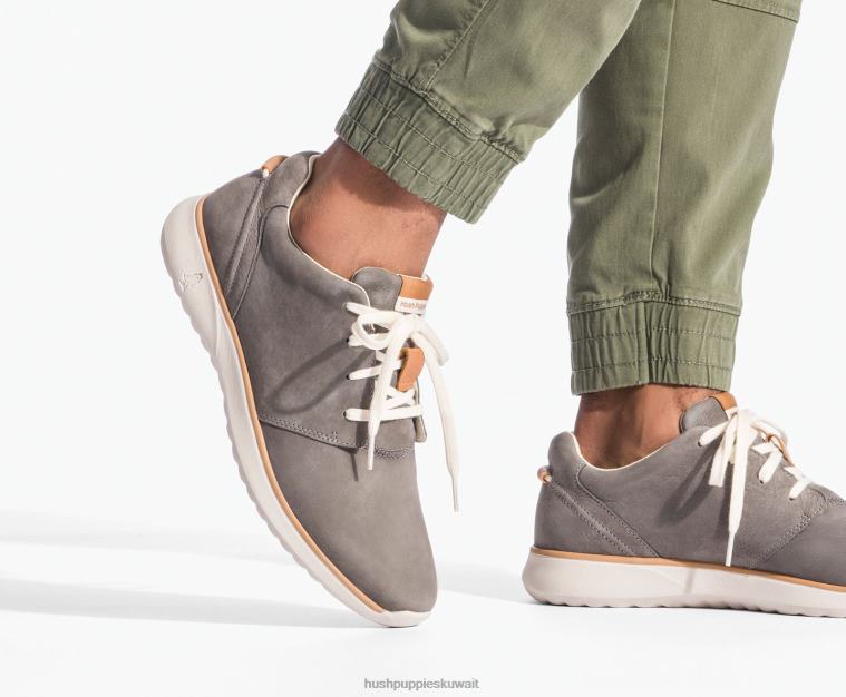 كو Hush Puppies رجال حذاء رياضي جيد برباط nubuck رمادي فاتح حذاء رياضة HZ8X4322