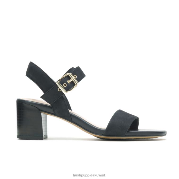 كو Hush Puppies نحيف صندل ليلى بطبعات خطوط nubuck أسود جريء كعوب HZ8X434