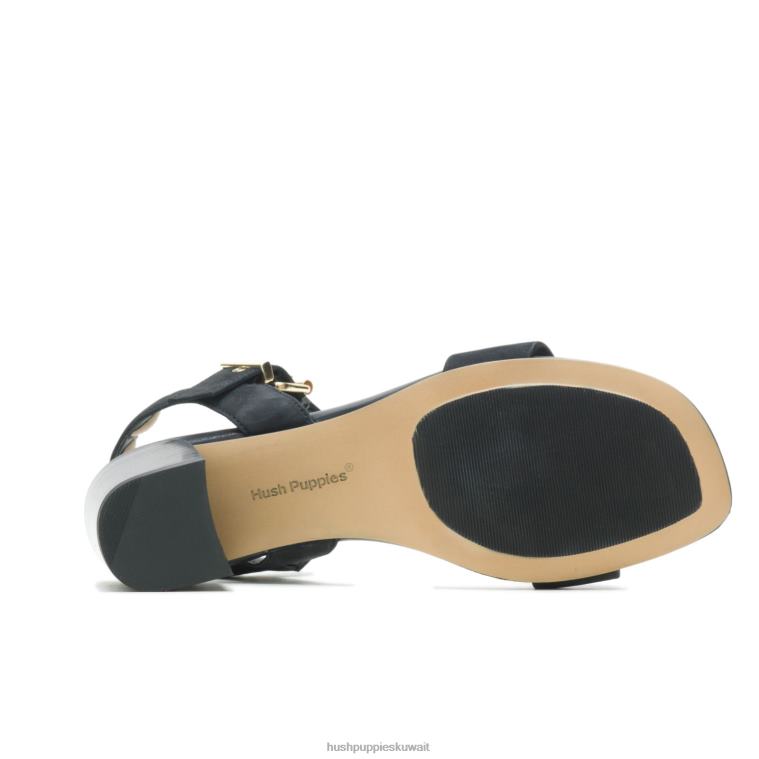 كو Hush Puppies نحيف صندل ليلى بطبعات خطوط nubuck أسود جريء كعوب HZ8X434