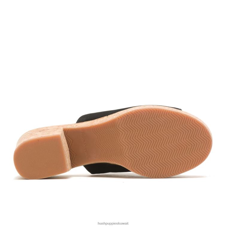 كو Hush Puppies نحيف شريحة الخشخاش nubuck أسود جريء كعوب HZ8X47