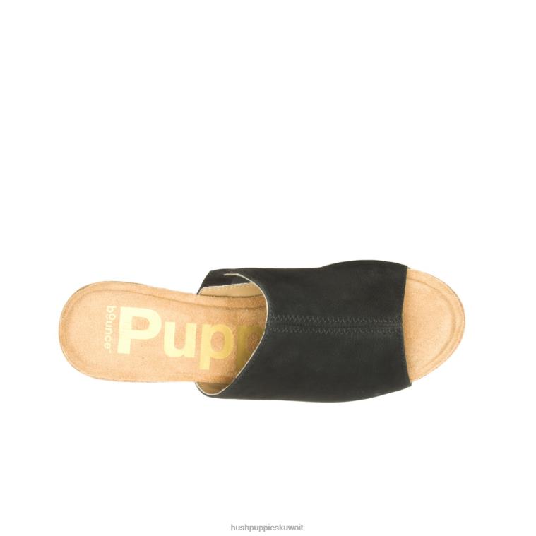 كو Hush Puppies نحيف شريحة الخشخاش nubuck أسود جريء كعوب HZ8X47