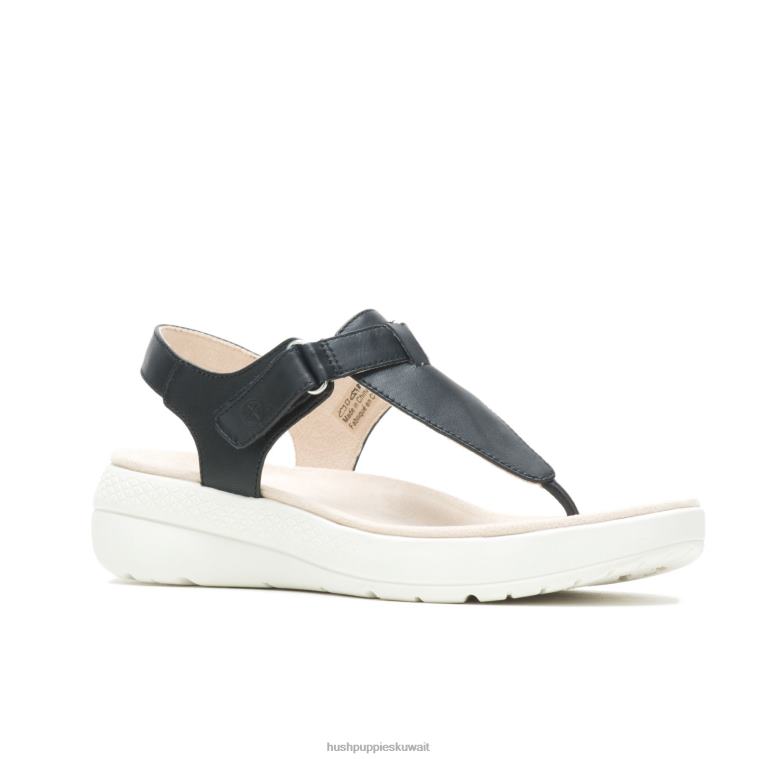 كو Hush Puppies نحيف تنفس صندل toepost جلد أسود جريء صندل HZ8X435
