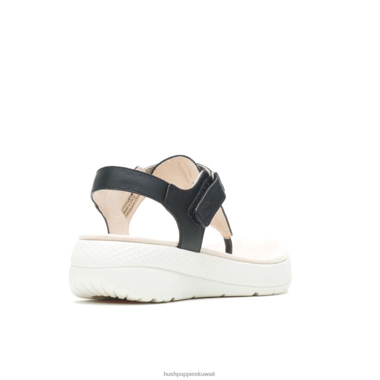 كو Hush Puppies نحيف تنفس صندل toepost جلد أسود جريء صندل HZ8X435