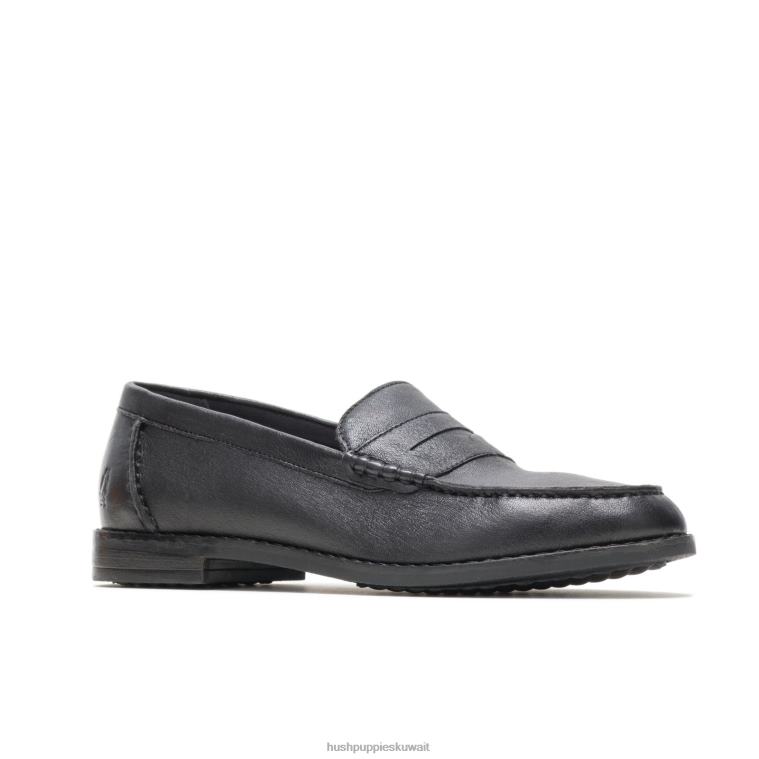 كو Hush Puppies نحيف تناسب مثالي wren loafer جلد أسود الكسول HZ8X472