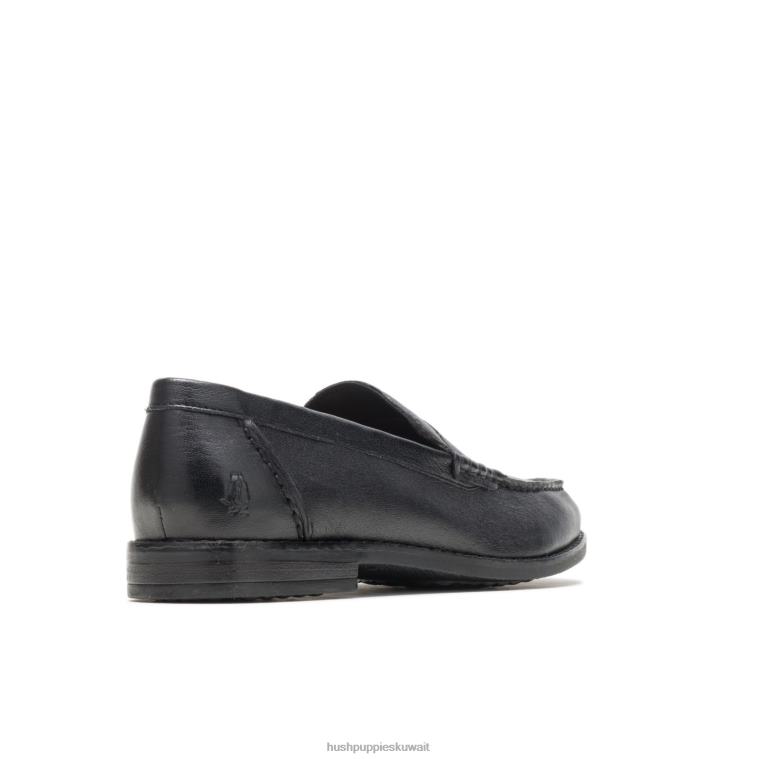 كو Hush Puppies نحيف تناسب مثالي wren loafer جلد أسود الكسول HZ8X472
